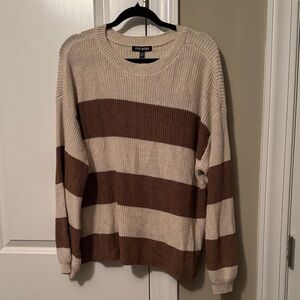Steve Madden Men's Crewneck Sweater in Brown and Cream